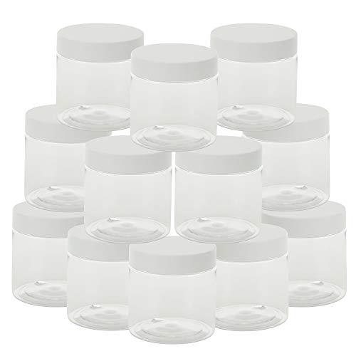 HomeNove Slime Containers with Lids - Clear 8 Ounce Plastic Container BPA-Free Plastic Jar Slime Supplies Kit 12 Pack, Slime Containers 8 Ounce For Art Paint Storage, Scrubs, Lotions and Creams