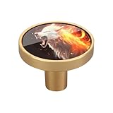 Qilmy 4 Pack Wolf 1-1/4 inch Cabinet Knobs for Drawers, Acrylic & Zinc Alloy Round Drawer Pulls with Screws, Decorative Furniture Knobs for Dresser, Kitchen Home Decor
