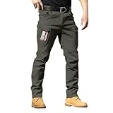 Herren Cargohosen mit Reißverschluss Jogginghose Baggy Chino Hose Baumwolle Arbeitshosen Lässig...