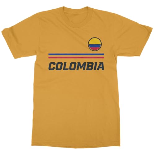 Colombia Soccer Fans Nation Pride Supporters Unisex T-Shirt (Gold, X-Large)