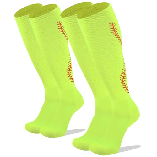 Youper Softball Socks w/Stitches for Youth Girls & Adult Women (2 Pairs)