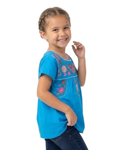 Image of unik Girls Cotton Embroidered Floral Blouse for Birthdays, Cultural Events, Cinco De Mayo