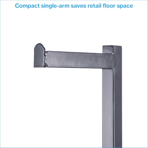 SSWBasics Adjustable Black Costumer Stand – Single Arm Clothes Rack - Retail Clothing and Garment Display Stand – Ideal For Showcasing Hanging Items In Thrift Shops, Boutiques and Retail Stores