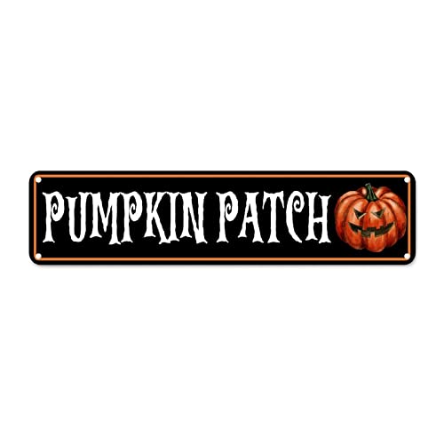 Ottobre 31 Fun Halloween Metal Tin Sign Pumpkin Patch Divertente Halloween Zucca Metal Tin Sign Autunno Halloween Stagionale Benvenuto Vintage Fattoria Cartello per portico anteriore all'aperto
