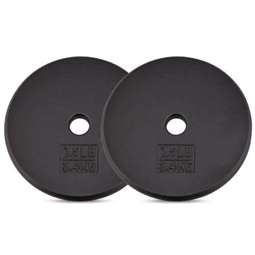 Yes4All Standard 1″ Cast Iron Weight Plate – Ideal for Strength Training – Multiple Weight: 5LB to 25LB (Single & Set of 4)