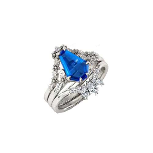 Generic 1.5 CT Pastel Floral Coffin Shaped Blue Sapphire Engagement