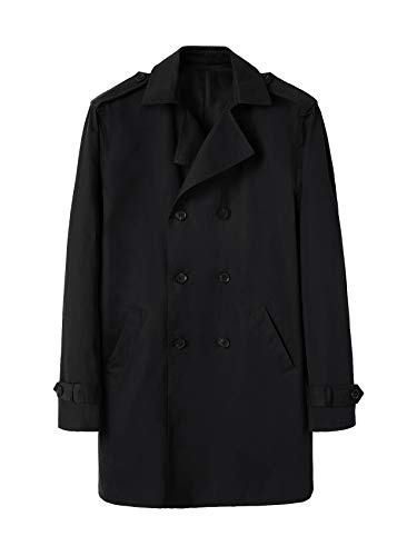 Gafeng Mens Double Breasted Trench Coat Notched Lapel Casual Slim Fit Long Windbreaker Overcoat4