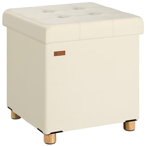 Casaria® Pouf Sgabello 38x38cm Portaoggetti in Velluto Pieghevole con Piedini Poggiapiedi Imbottito Portata 300kg Soggiorno Camera da letto Corridoio