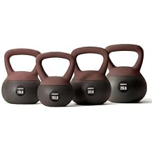 WeGym Soft Kettlebell with Cushioned Impact Resistant Base, Anti Slip Wide Grip Handle for Home Workouts, Weightlifting, Full Body Training 10+15+20+25LB - 4 Pcs Rose