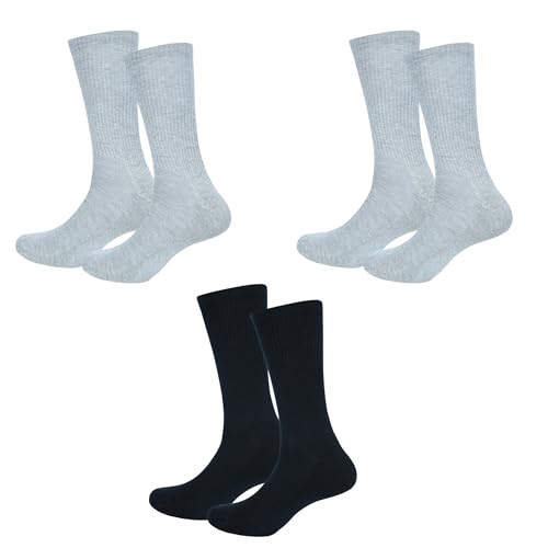 Image of 3 Pack Cotton Crew Socks for Womens Lightweight Casual Wear Business Socks, 6 to 9(WS1002-1B2G-3PK-6TO9)
