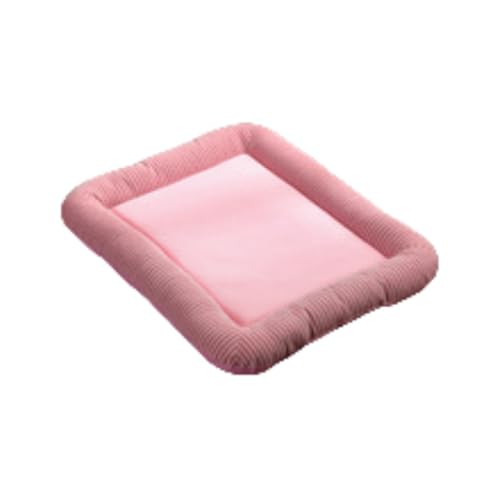 AZIEBAY ペット用冷却ベッド、夏の必需品、猫と犬に適し、ひんやりとした触り心地、四角い、冷感、暑さ対策、熱中症予防、室内用、かわいい、様々なスタイル、快適 (ピンクメッシュストライプ,XL-78×62cm)
