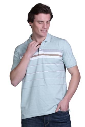 Image of SANE ORIGINALS T-Shirt for Men with Pocket || Textured Striped Polo for Men