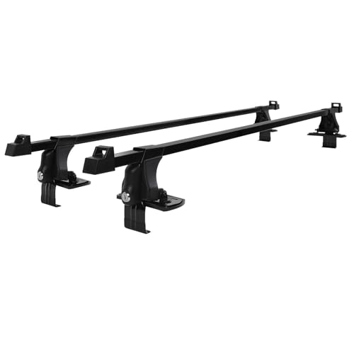 Barres de toit de voiture sécurisées avec serrure et rails universels 54 pouces en aluminium noir