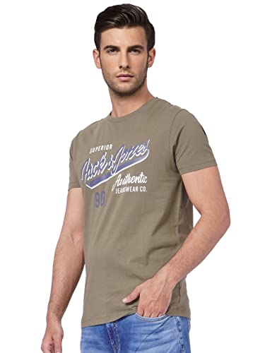 Image of JACK & JONES Men's Printed Slim Fit Crew Neck T-Shirt