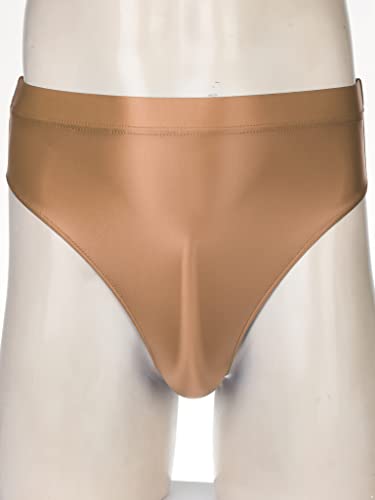Lejafay Men's Oil Shiny Briefs Panties Sexy Low Rise Stretchy Bikini Thong Underwear Swim Trunks3