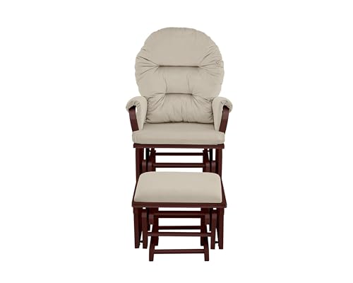 Image of Suite Bebe Madison Nursery Rocking Chair with Ottoman, Wooden Glider for Baby Nursing, Smooth Gliding Rocker, Espresso and Beige