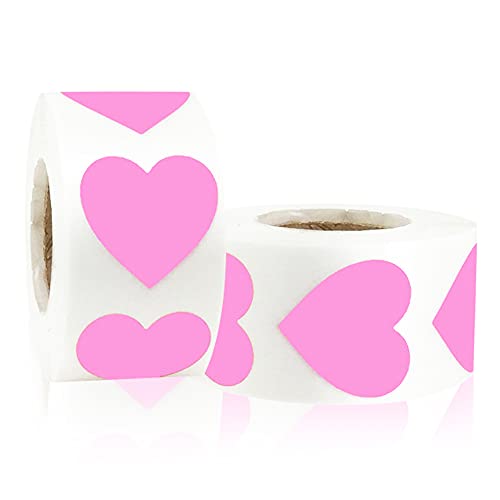Pegatinas de agradecimiento, 1000 unidades, pegatinas naturales en forma de corazón para scrapbooking, etiquetas adhesivas para envolver regalos de cumpleaños (rosa) Cover