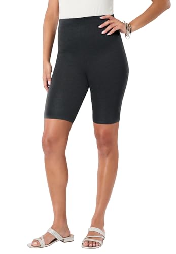 Roaman's Women's Plus Size Everyday Essential Stretch Bike Shorts - 6X, Heather Charcoal