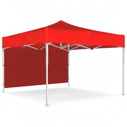 Image of OUTO Heavy Duty Gazebo Tent 6.5 ft | 17.5 Kg Strong Frame | UV Protection Foldable Pop-Up Canopy Tent with 3 Side Open | Outdoor Folding Tent for Garden, Terrace, Events & Promotional Use (Red)
