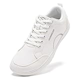 HOBIBEAR Zapatos Barefoot para Hombre y Mujer Punta Ancha Minimalistas Unisex de Lona Antideslizantes para Caminar(Blanco,EU 40)