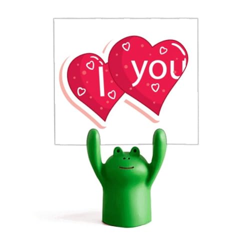 Porte-mémo double cœur Saint Valentin pince note photo motif grenouille décorative