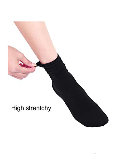 Image of uxcell Women Elastic Selvedge Cuffs Sheer Nylon Crew Socks 2 Pairs