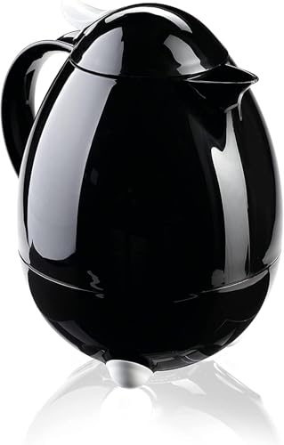 Leifheit Insulating Jug Columbus Thermal Flask for Hot Drinks 1 Litre, 100% Leak-Proof Flask Mug for Cold Drinks, Plastic Flask Drink, Black