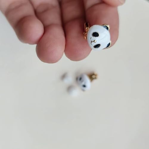 Pretty Enamel Clip On Earrings Little Animal Bear Panda Little Girl Gold Tone For Women Unpierced #TOP2