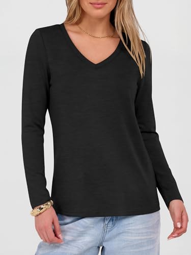 Image of ANRABESS Long Sleeve Shirts for Women Wrinkle Free V Neck Fall Top