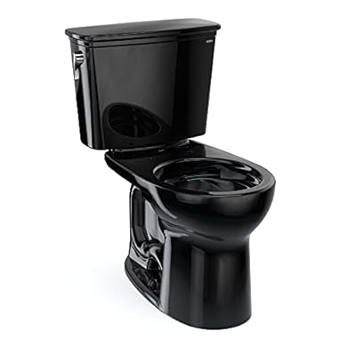 TOTO Drake Transitional Two-Piece Round 1.28 GPF Universal Height TORNADO FLUSH Toilet, Ebony - CST785CEF#51