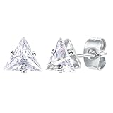 Beydodo Pendientes de acero inoxidable para hombre, pendientes con triángulo de circonita, plata, oro, negro, pendientes libres de níquel para personas, Sin gemas