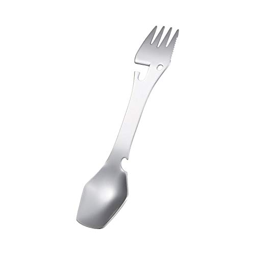LINKEASE Stainless Steel Sporks Reusable Camping Utensils with Knife Spoon Fork Can Opener & Bottle Opener | 5 in1 Functional Multi Flatware for Camping, Hiking, Backpacking, Boating