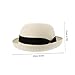 Veemoon Straw Bowler Hat Women Fashion Dome Straw Sun Hat Size for Ladies Creamy White