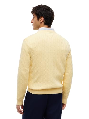 Image of Tommy Hilfiger Men's Cable Knit Crewneck Sweater Lightweight Pullover