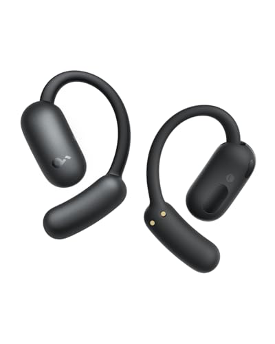 soundcore AeroFit 2 firmy Anker, słuchawki otwarte, regulowane zaczepy na uszy, ścisłe dopasowanie, bogaty bas, dźwięk bezprzewodowy Hi-Res, 42 godz. odtwarzania (Czarny, Standard)