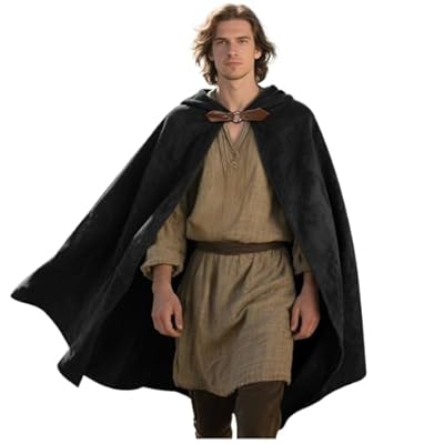 keland Capa con Capucha de Terciopelo Capa Hobbit Medieval Halloween para Mujeres Hombres (Negro) | Ya disponible en tu tienda friki favorita! En mundofriki.es!