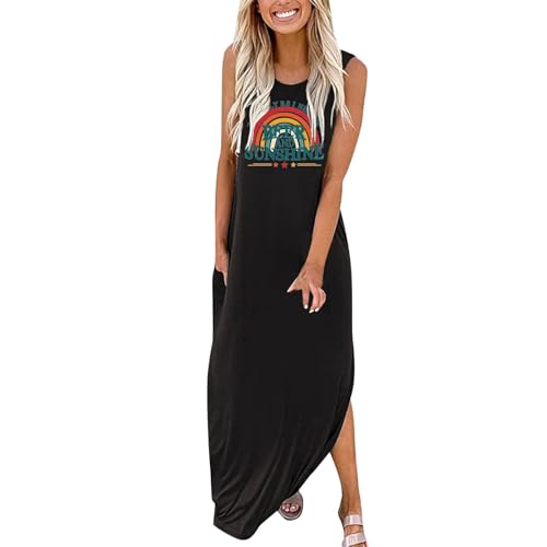 Vestido de playa ligero sin mangas con cuello redondo y diseño fluido para el calor