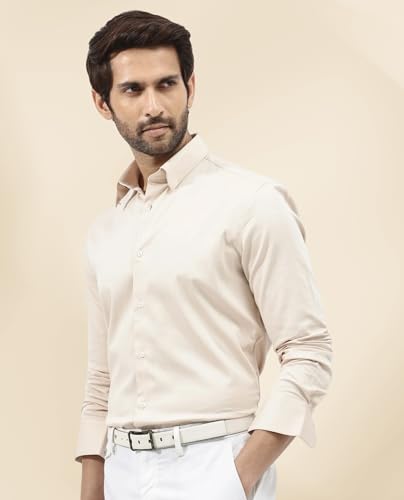 Image of IndoPrimo Men's Satin Shirt with Spread Collar Neck Line Solid Pattern Full Sleeves Regular Fit Western Style and Standard Length