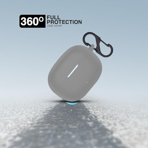 Image of Prolet Earbuds Case Compatible with Realme Buds T200x /T200 Lite, Silicone Shockproof Dustproof Cover, 360 Degree Protection, Anti-Scratch Soft TPU Skin, Carabiner Hook (Grey)
