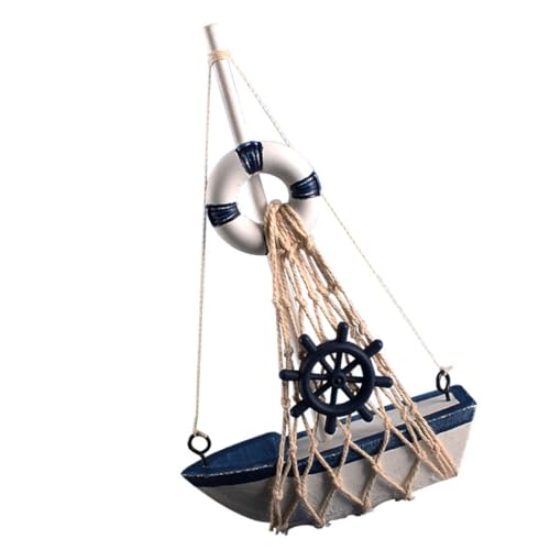 Cabilock Modelo de Mediterráneo Barco de Vela de Madera Decorativo, Artesanía Náutica 18 Cm para Decoración de Hogar, Oficina y Ambiente Costero, Adorno Pequeño Artesanal