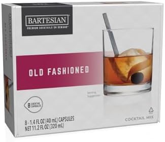 Bartesian Old Fashioned Mixer Capsules for Cocktail Machine – Home Bar Mixology Cocktails Mix Pod Capsule Set to Use with the Bartesian Cocktail Drink Maker Machine – Pack of 8
