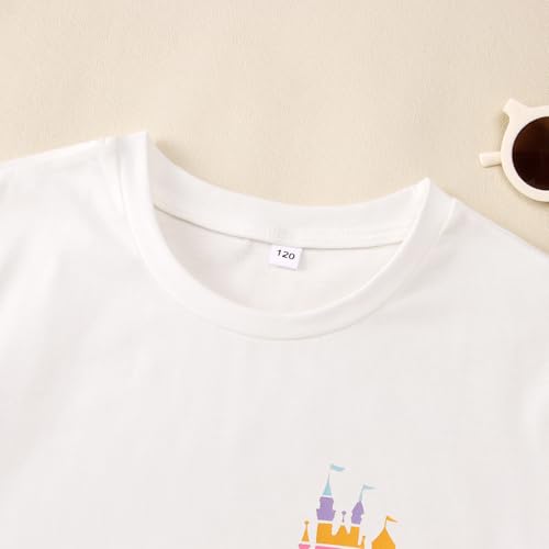 Image of CM C&M WODRO Magic Kingdom Shirt for Kid Castle Graphic T-Shirt Girls Holiday Fairy Tale Tee Summer Casual Short Sleeve Tops