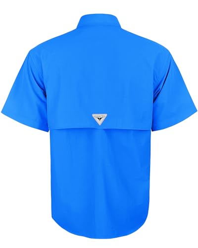 Image of Alimens & Gentle Short Sleeve Fishing Shirt Wicking Fabric Sun Protection Casual Button Down Shirts