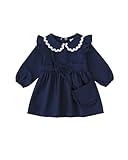 Kucnuzki Baby Girl Clothes 18-24 Months Long Sleeve Princess Dresses Blue Ruffle Fairy Cute Dress Toddler Girls Casual Dress Fall Winter Outfit Clothes for Kid