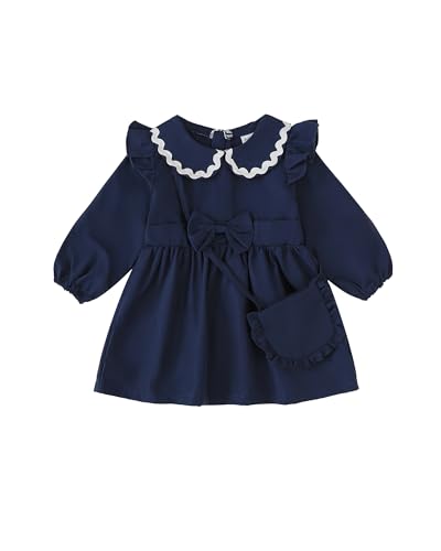Kucnuzki Baby Girl Dress Toddler Girl Clothes Long Sleeve Ruffle Dress Fall Winter Casual Dresses Cute Kids Clothes