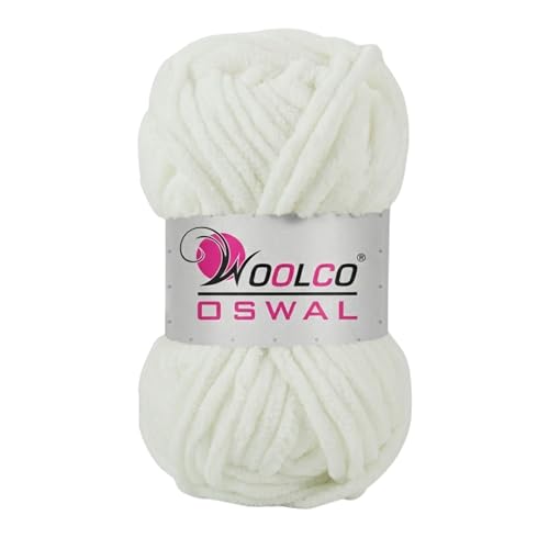 Image of Yankie Chenille Supersoft Velvet Yarn, Plushie & Blankie Yarn for Crochet, Knitting, Amigurumi & DIY Crafts (White, Pack of 1)