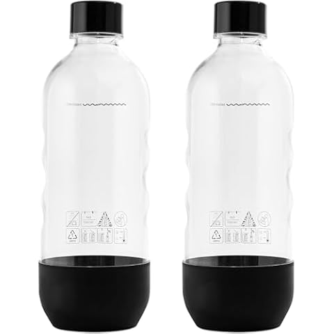 Replacement Bottle for sodastream Carbonating Sparkling Water Machine 1 Liter (2-Pack, Black) Cover
