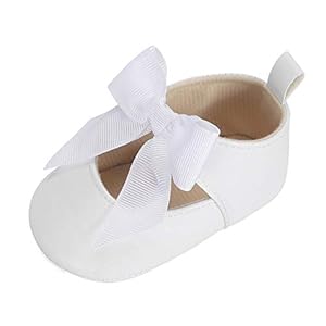 ESTAMICO Toddler Infant Girls Cute Mary Jane Flats Soft Rubber Sole Baby Sneakers Princess Bowknot Crib Wedding Dress Shoes