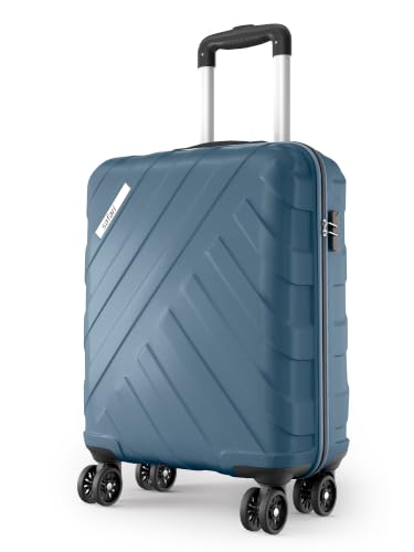 Image of Safari Cabin Voro 55cm Trolley Bag Hard Case Polypropylene, 8 Spinner Wheels, 360 Degree Wheeling Carry on Luggage, Travel Bag, Suitcase for Travel, Trolley Bags for Travel, Ink Blue