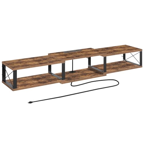 MAHANCRIS 68.5" Floating TV Stand with Power Outlet, Wall-Mounted Entertainment Center for 75+ inch TV, Floating Media Console Shelf for Under TV Storage, Living Room, Bedroom, Rustic Brown TVHR103E01